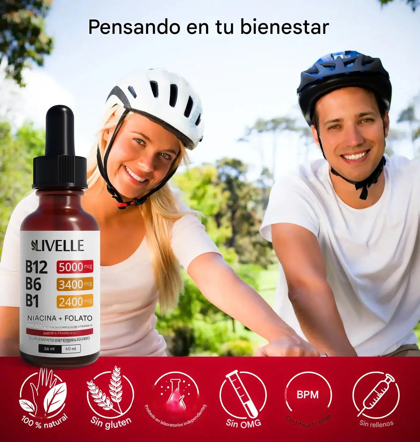 NUSAVA B12 — Suplemento Líquido de Vitamina B12 con Frambuesa