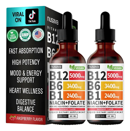NUSAVA B12 — Suplemento Líquido de Vitamina B12 con Frambuesa